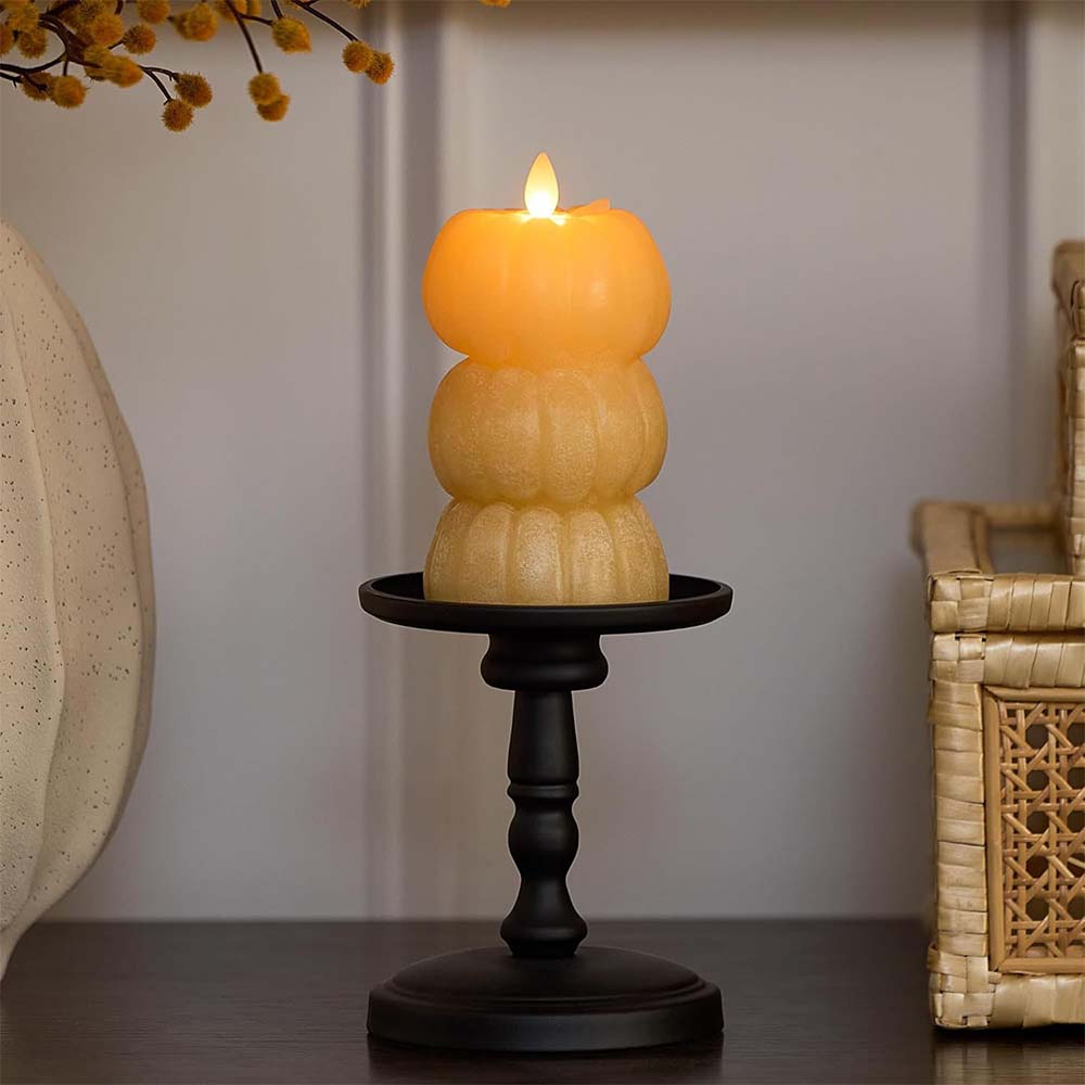 Halloween Stacked Pumpkin LED Candle Light for Spooky Home Decor