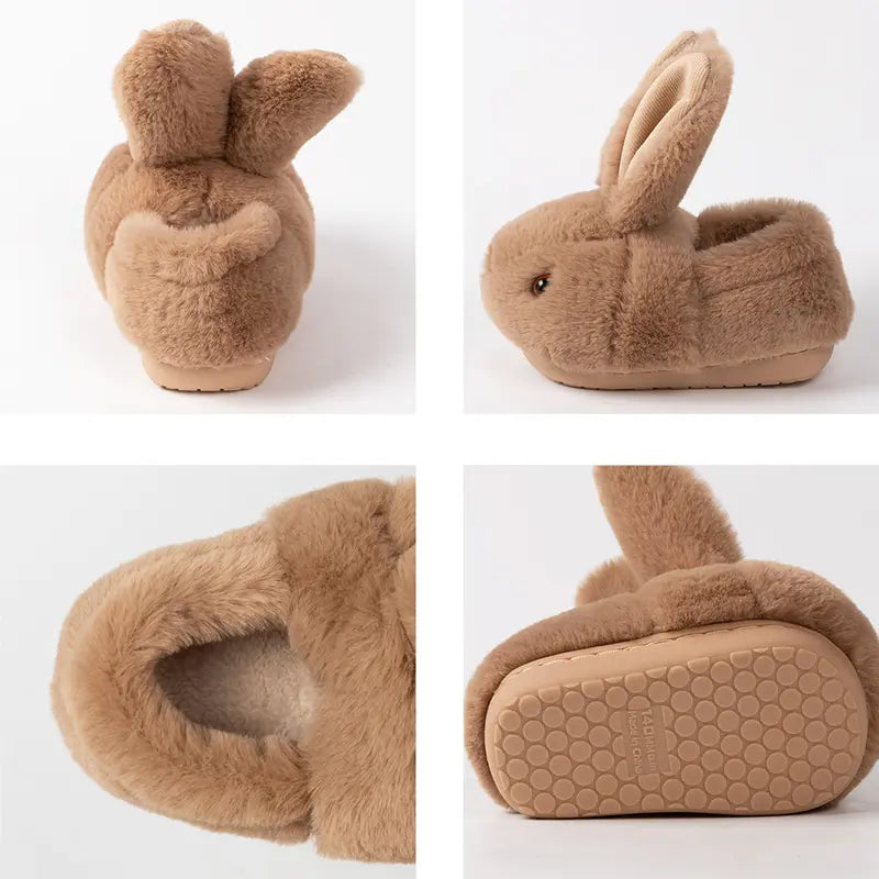 Plush Bunny Ear Slippers for Kids