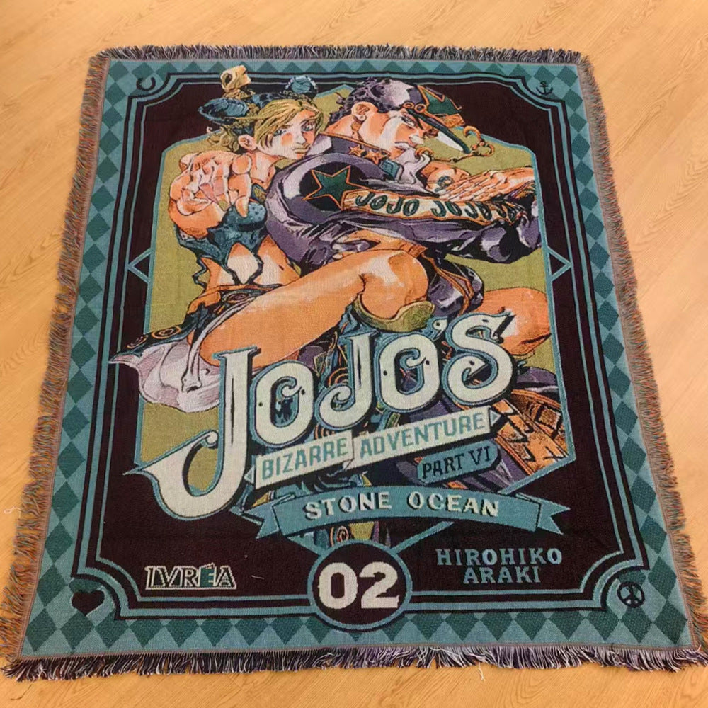 Anime Jacquard Throw Blanket with Fringe