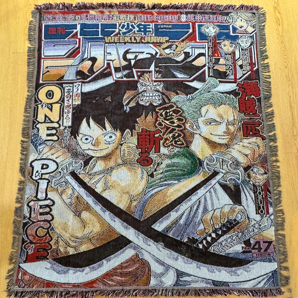 Anime Jacquard Throw Blanket with Fringe