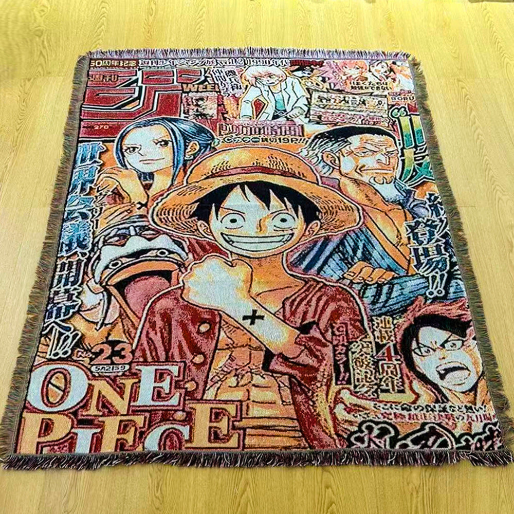 Anime Jacquard Throw Blanket with Fringe
