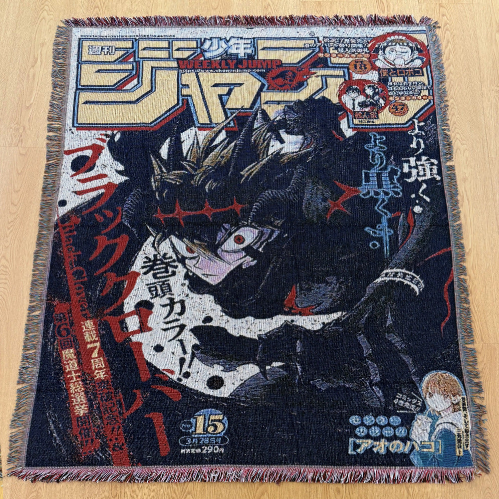 Anime Jacquard Throw Blanket with Fringe