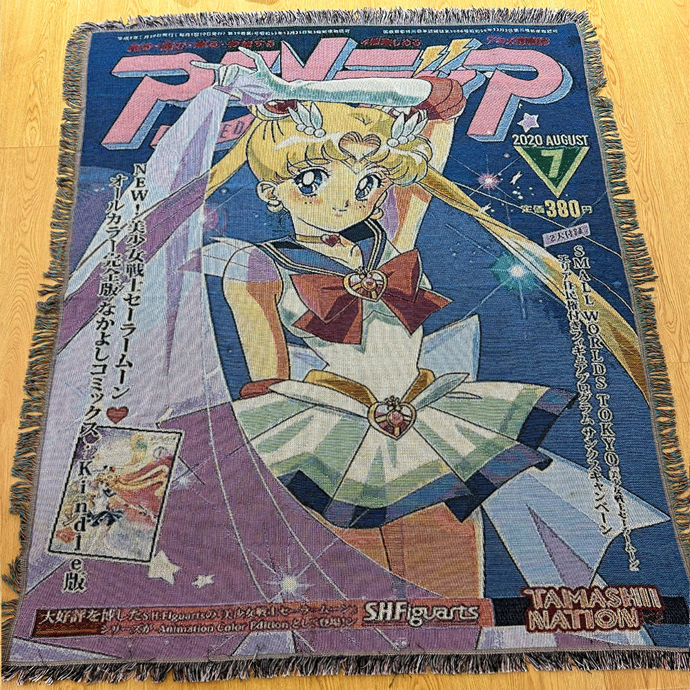 Anime Jacquard Throw Blanket with Fringe