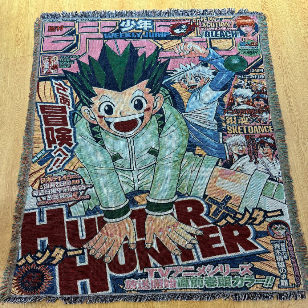 Anime Jacquard Throw Blanket with Fringe