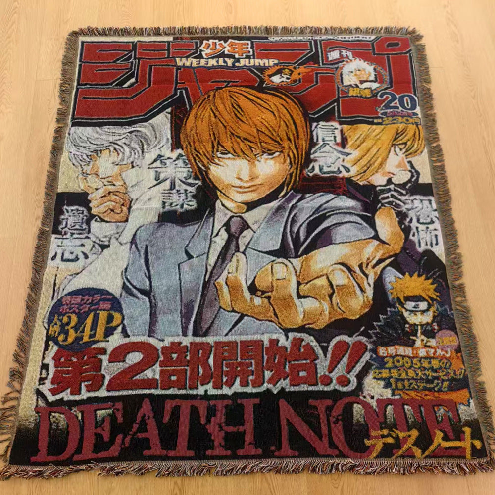 Anime Jacquard Throw Blanket with Fringe