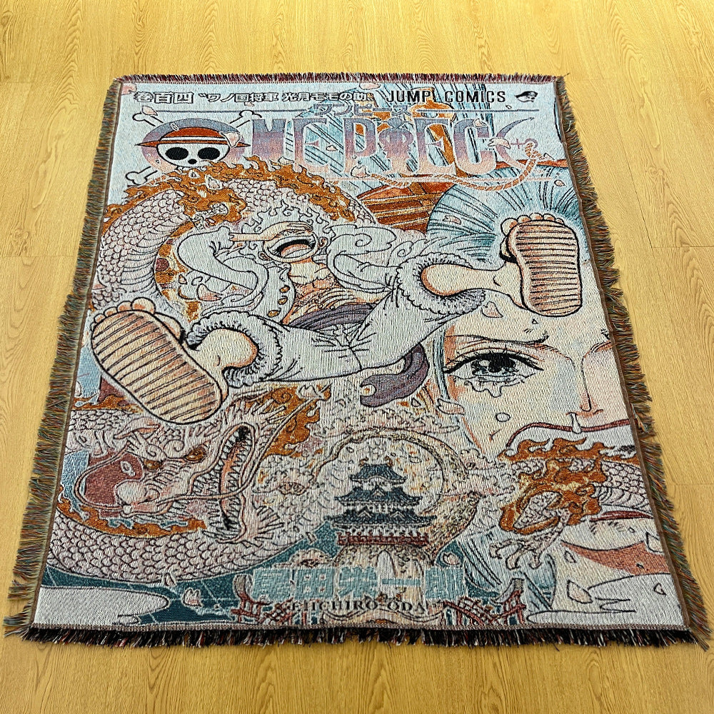 Anime Jacquard Throw Blanket with Fringe