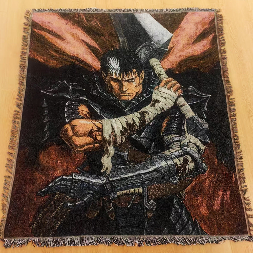 Anime Jacquard Throw Blanket with Fringe