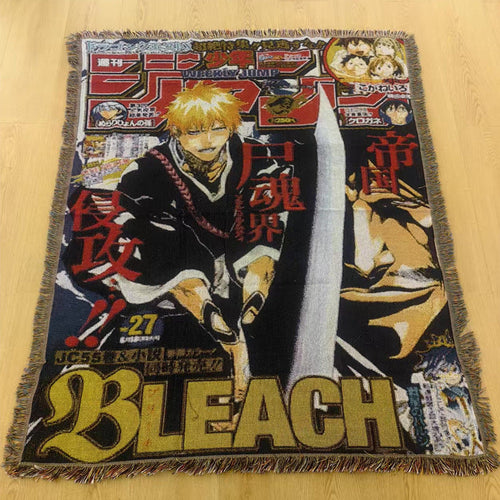 Anime Jacquard Throw Blanket with Fringe
