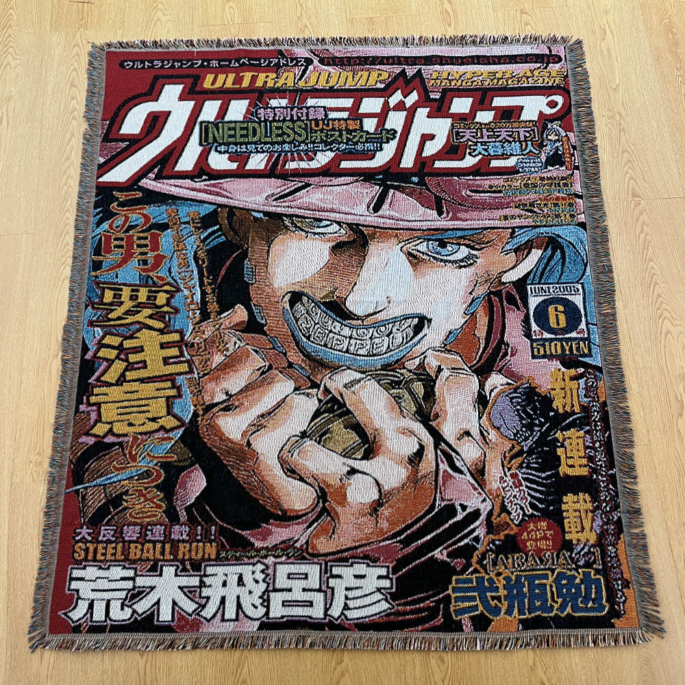 Anime Jacquard Throw Blanket with Fringe
