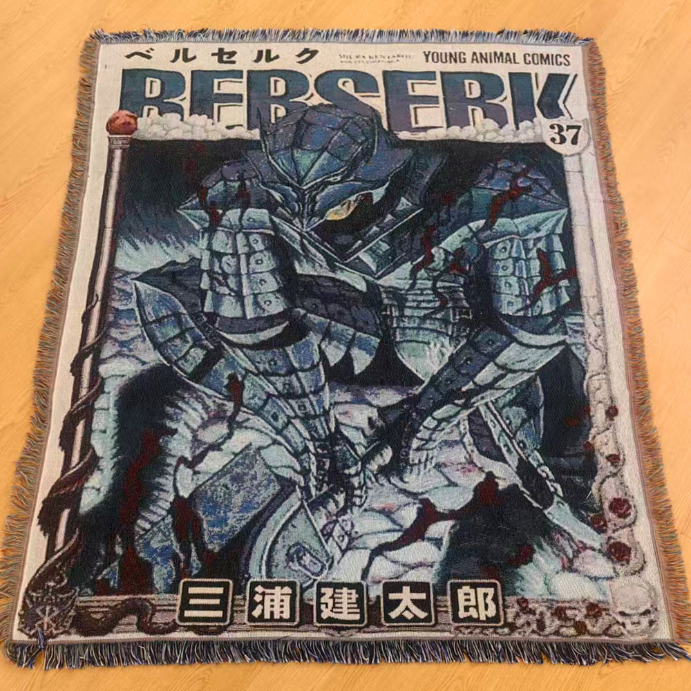 Anime Jacquard Throw Blanket with Fringe