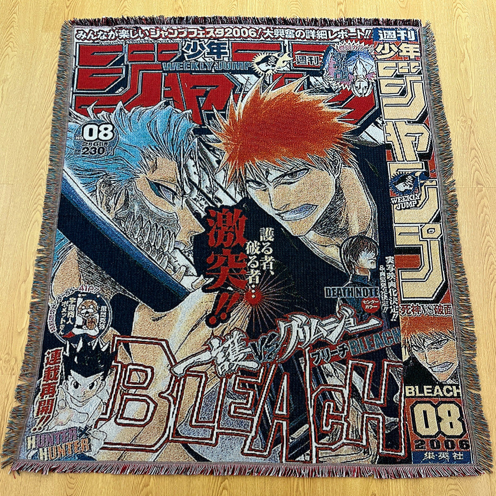 Anime Jacquard Throw Blanket with Fringe
