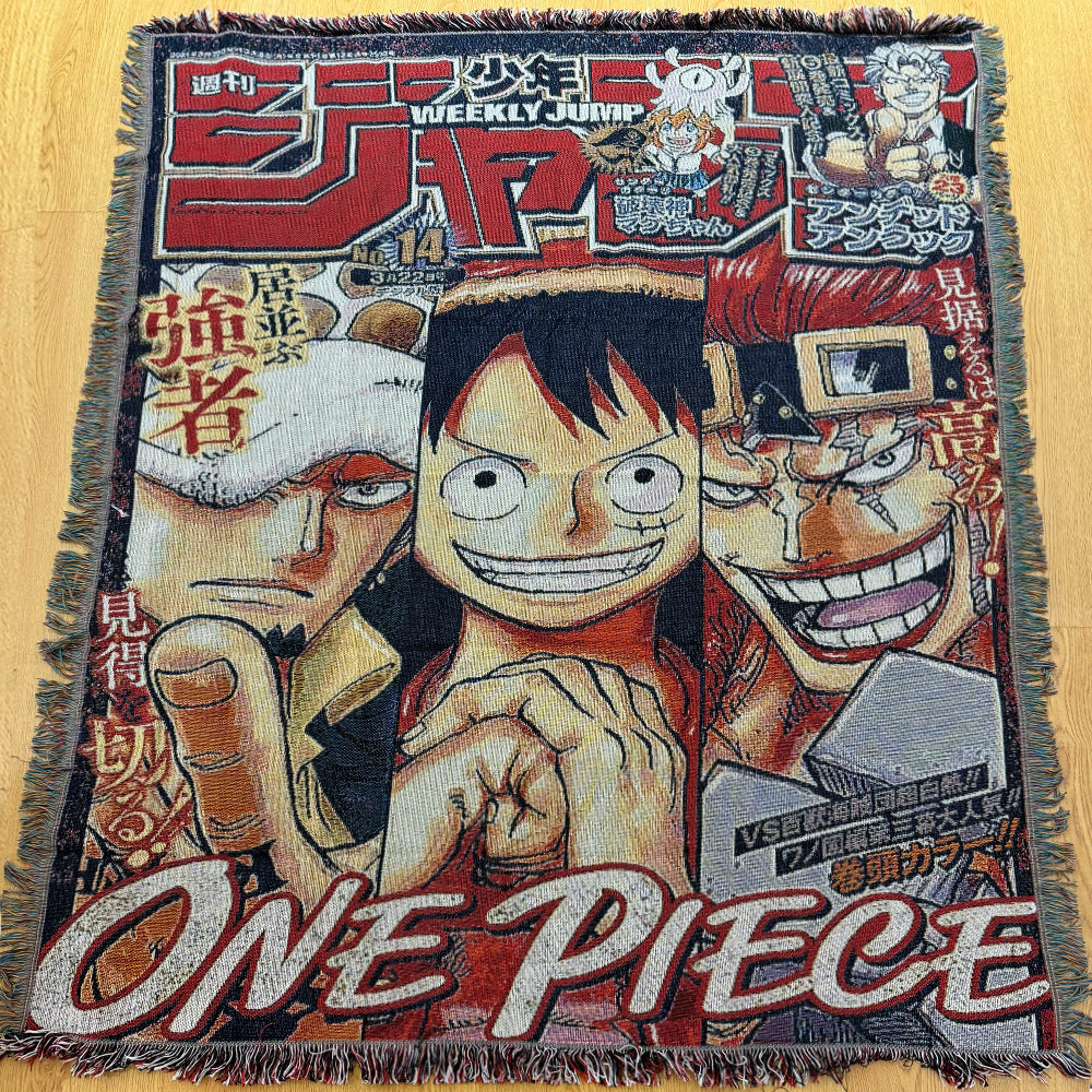 Anime Jacquard Throw Blanket with Fringe