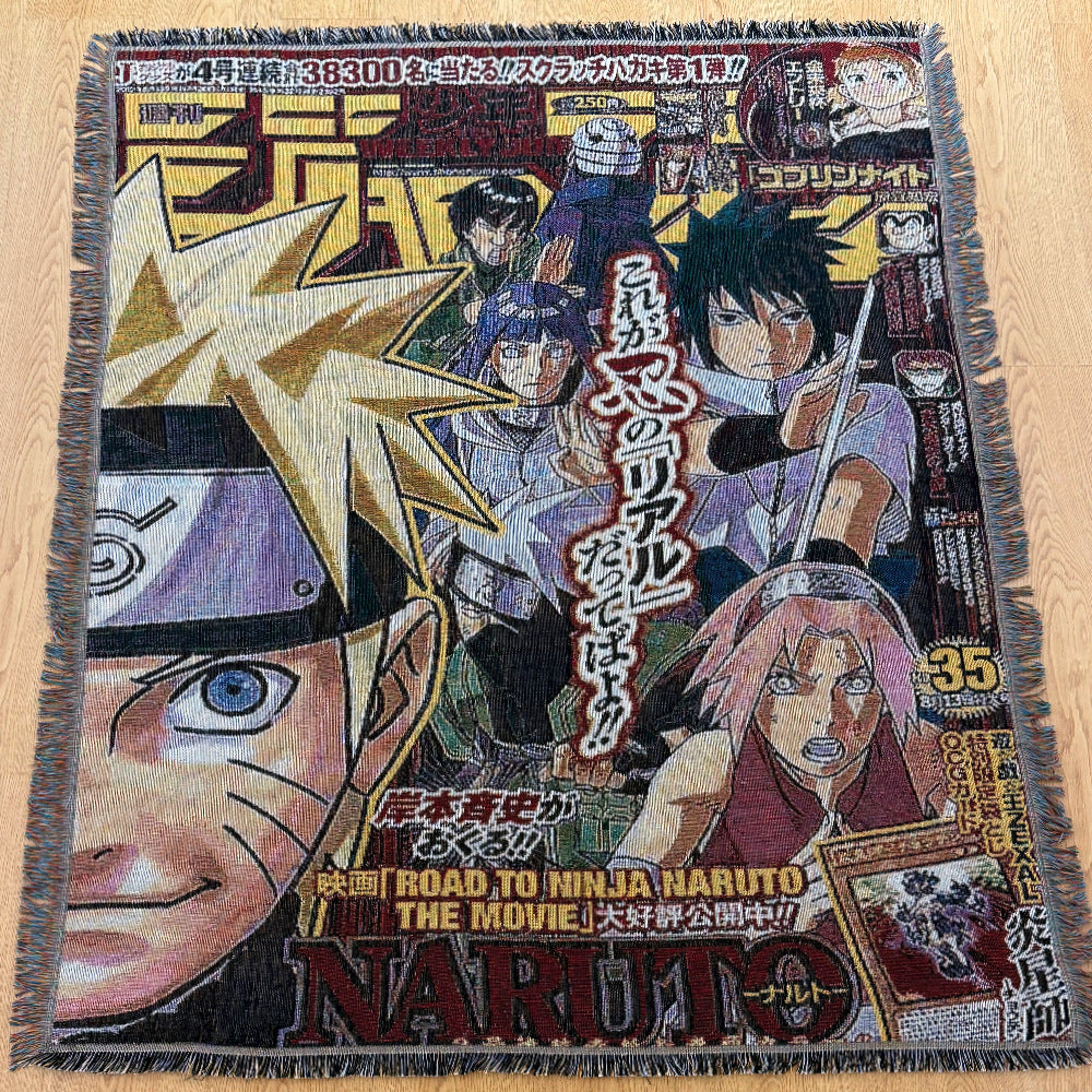 Anime Jacquard Throw Blanket with Fringe