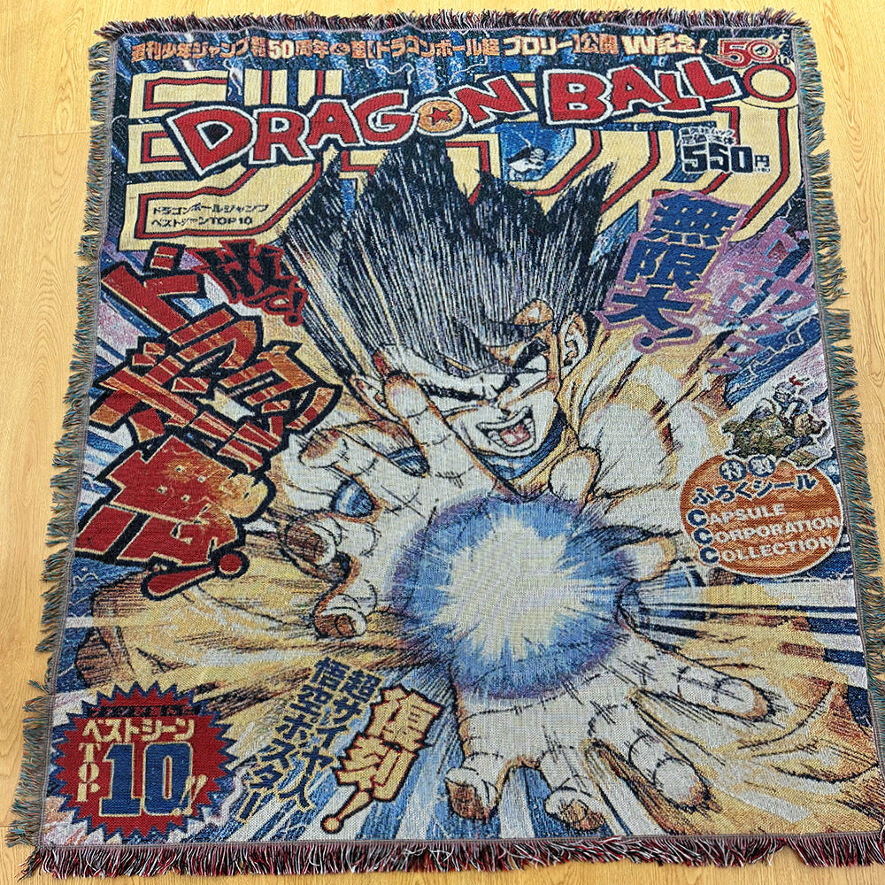 Anime Jacquard Throw Blanket with Fringe