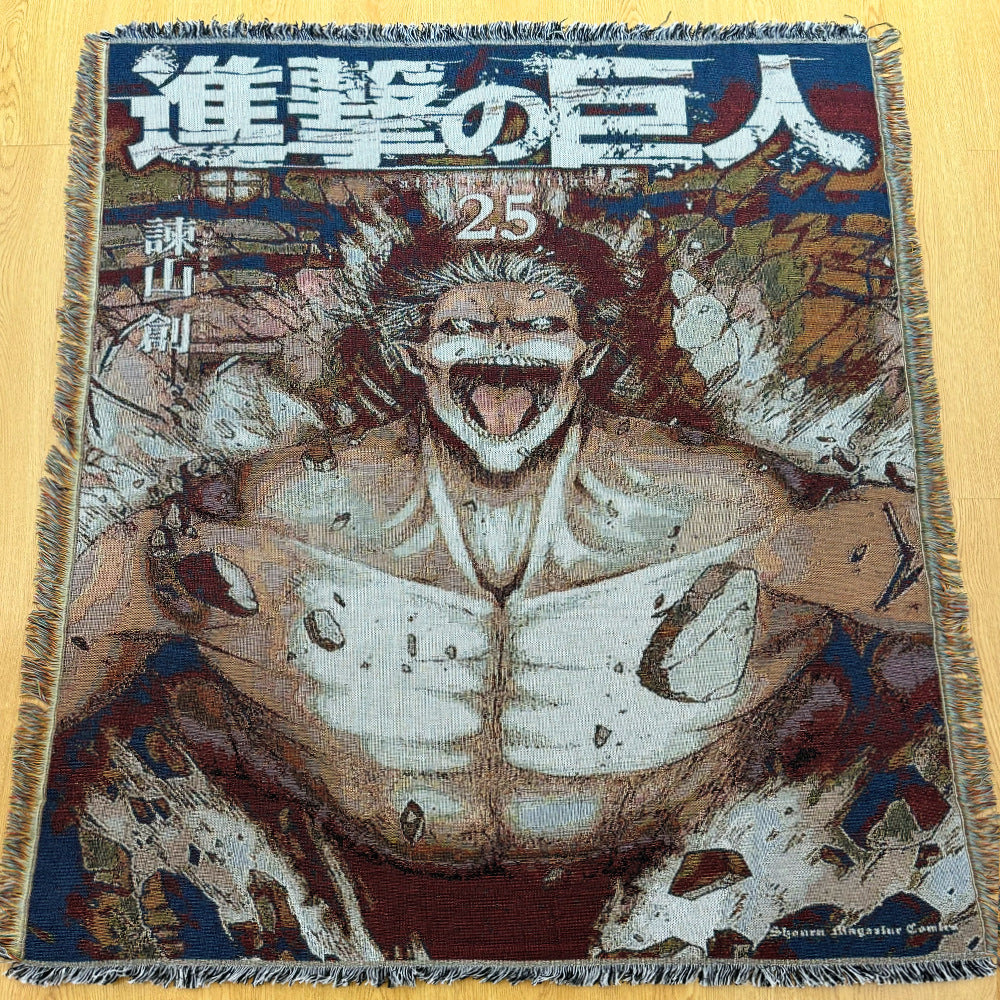 Anime Jacquard Throw Blanket with Fringe