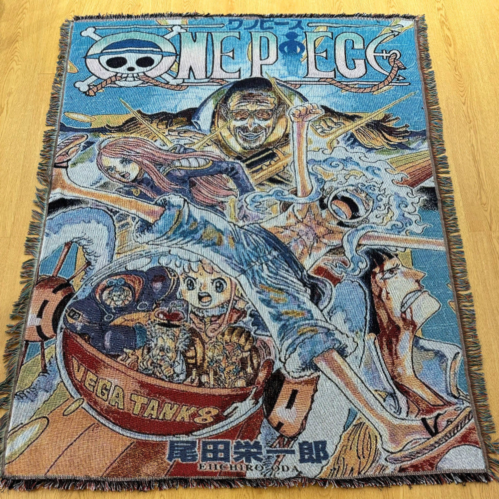 Anime Jacquard Throw Blanket with Fringe