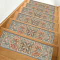 Bohemian Stair Tread Mats Blue & Gray – 29.9 × 7.9 in
