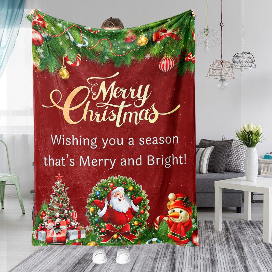 Christmas Cartoon Flannel Throw Blanket