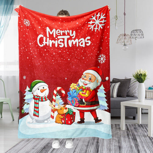 Christmas Cartoon Flannel Throw Blanket