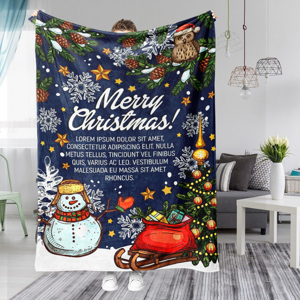 Christmas Cartoon Flannel Throw Blanket