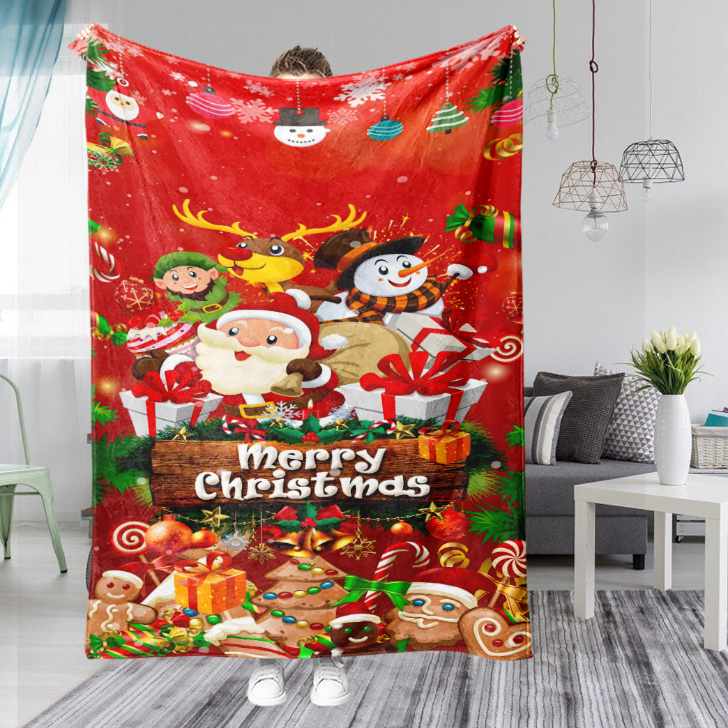Christmas Cartoon Flannel Throw Blanket