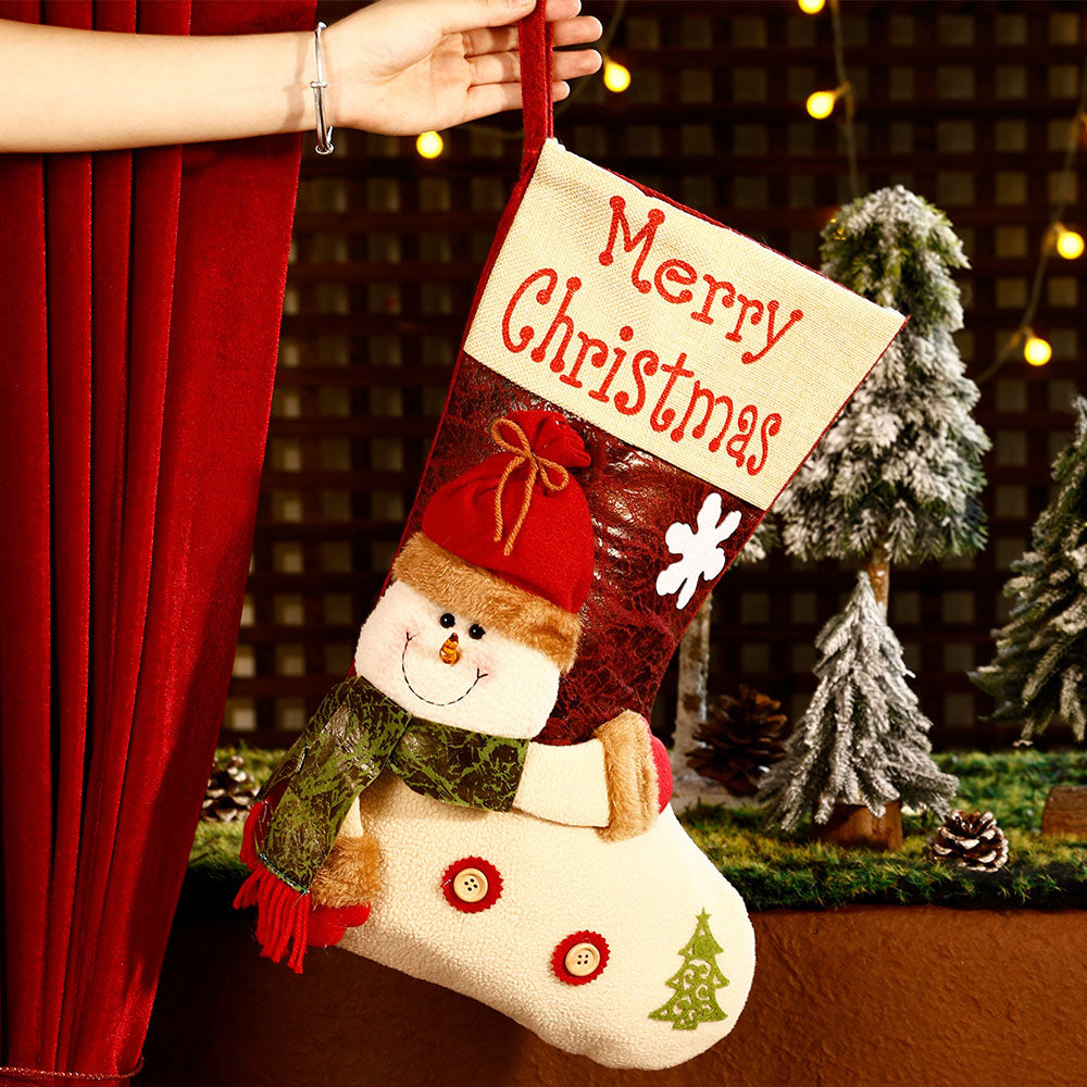 Large Christmas Lettering Snowman Christmas Stocking