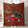 Christmas Truck Plaid Flannel Throw Blanket