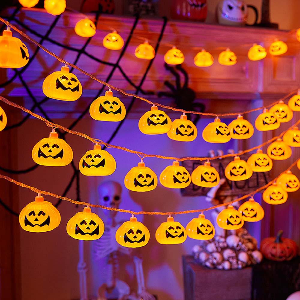 Fall Maple Leaf and Pumpkin Halloween Fairy String Lights