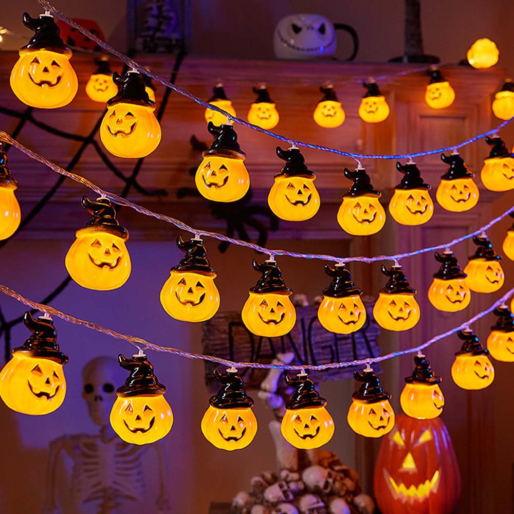 Fall Maple Leaf and Pumpkin Halloween Fairy String Lights