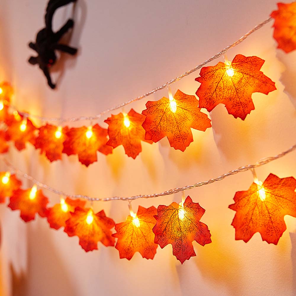 Fall Maple Leaf and Pumpkin Halloween Fairy String Lights