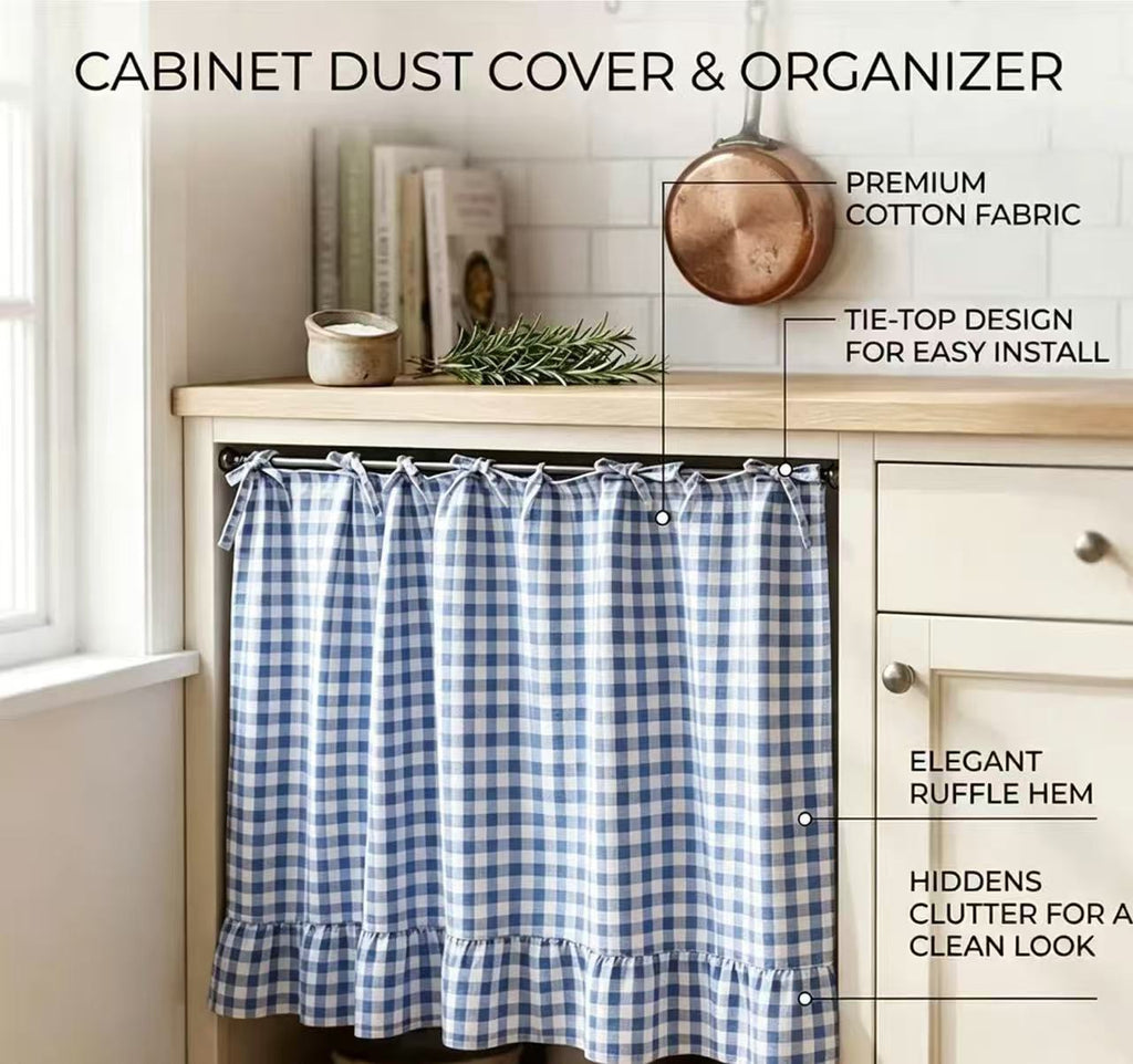 Farmhouse Ruffle-Edge Kitchen Cabinet Curtain