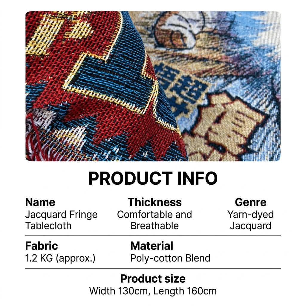 Anime Jacquard Throw Blanket with Fringe