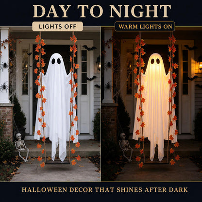 Giant Maple Leaf Ghost Swing Halloween Outdoor Decoration