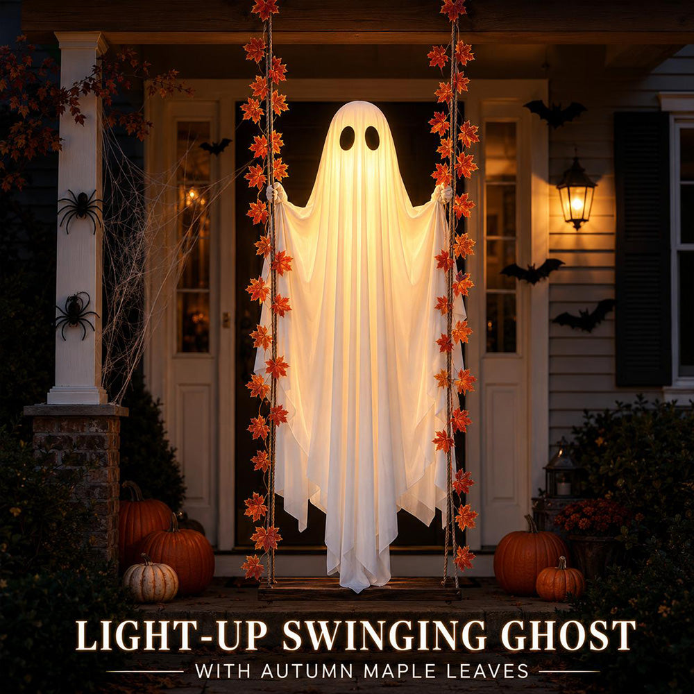 Giant Maple Leaf Ghost Swing Halloween Outdoor Decoration