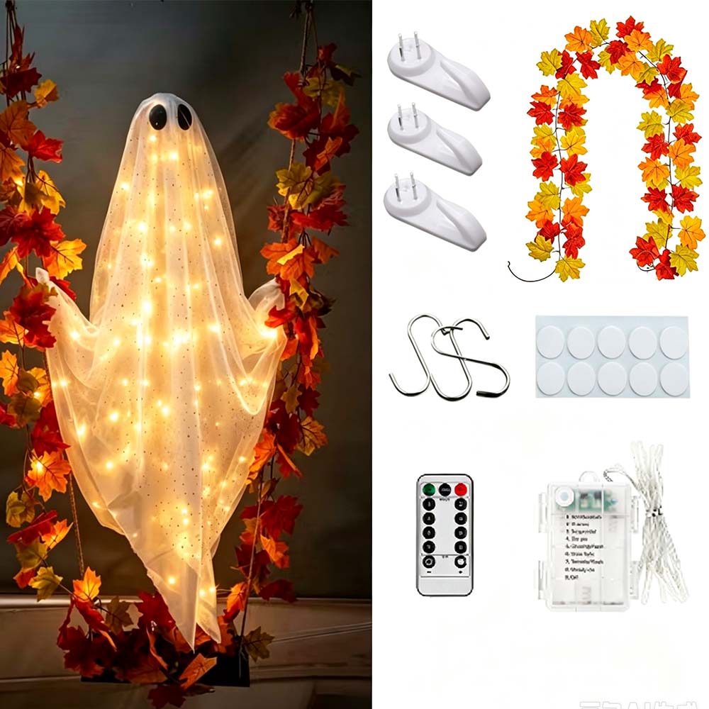 Giant Maple Leaf Ghost Swing Halloween Outdoor Decoration