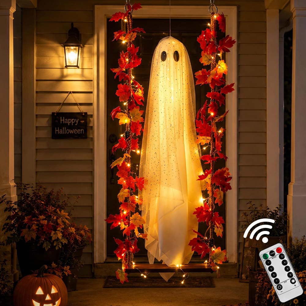 Giant Maple Leaf Ghost Swing Halloween Outdoor Decoration