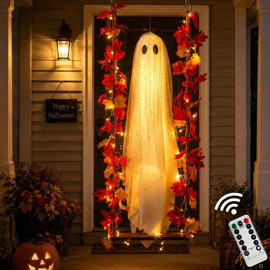 Giant Maple Leaf Ghost Swing Halloween Outdoor Decoration