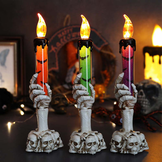 Gothic Skeleton Hand LED Candle Lamp Halloween Table Decor