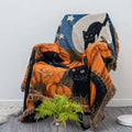 Halloween Fringe Blanket Cotton Throw Pumpkin Black Cat Sofa Picnic Cover