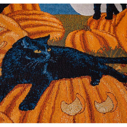 Halloween Fringe Blanket Cotton Throw Pumpkin Black Cat Sofa Picnic Cover