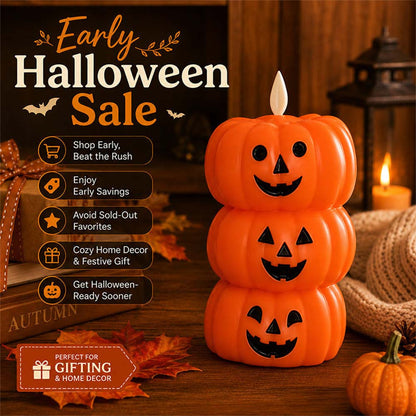 Halloween Stacked Pumpkin LED Candle Light for Spooky Home Decor
