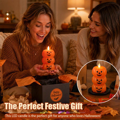 Halloween Stacked Pumpkin LED Candle Light for Spooky Home Decor