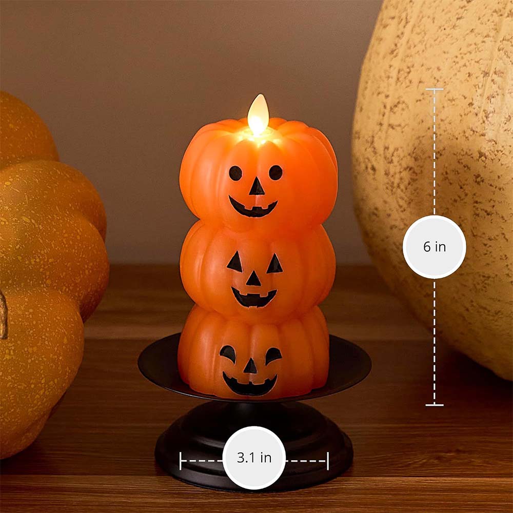 Halloween Stacked Pumpkin LED Candle Light for Spooky Home Decor