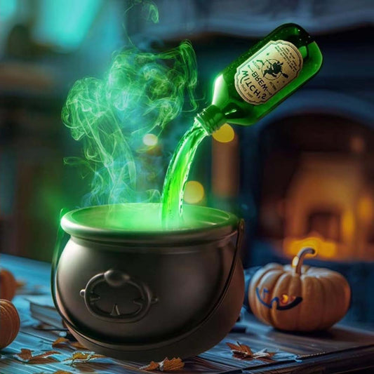 Halloween Witch Cauldron with Skeleton Fire Decoration Set