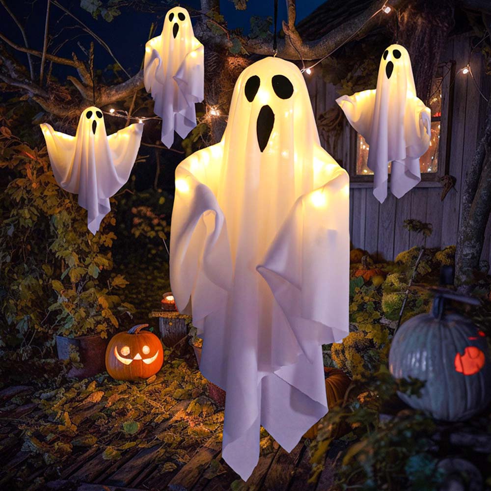 LED Glowing Ghost Hanging Lights for Halloween Party Decoration