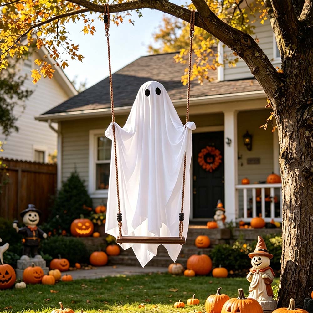 Large Hanging White Ghost Swing for Haunted House Decor