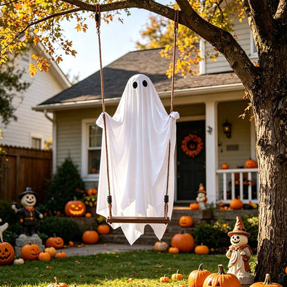 Large Hanging White Ghost Swing for Haunted House Decor
