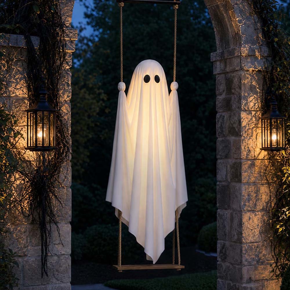 Large Hanging White Ghost Swing for Haunted House Decor