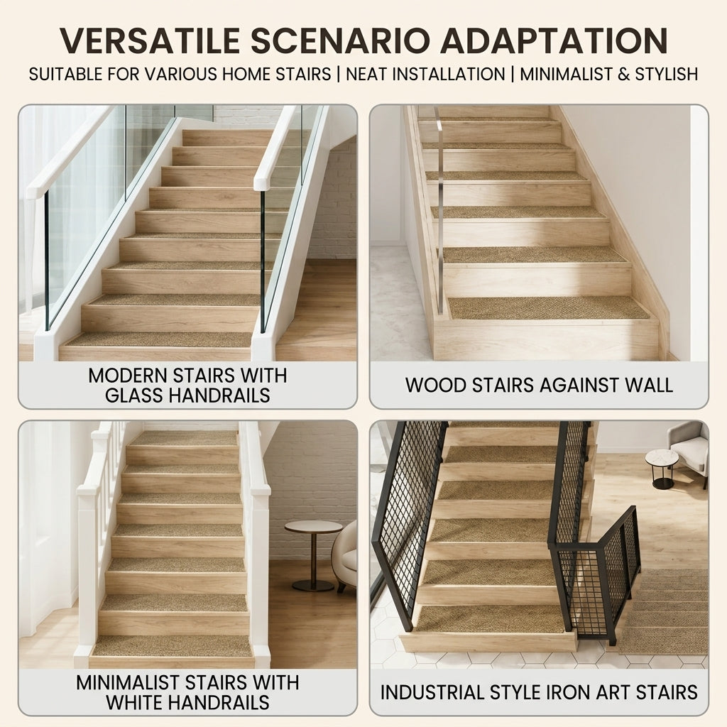Linen-Look Self-Adhering Stair Tread Mats