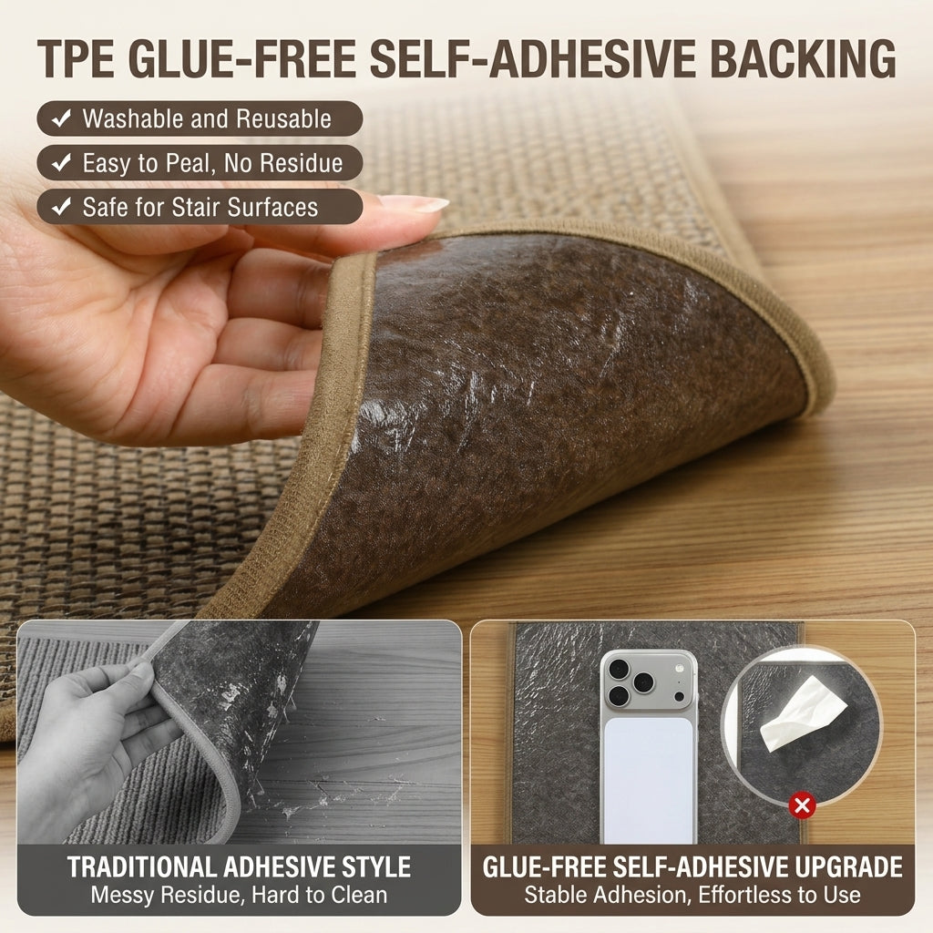 Linen-Look Self-Adhering Stair Tread Mats